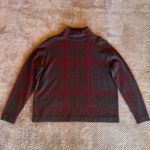 Akris Cashmere grey and red plaid sweater